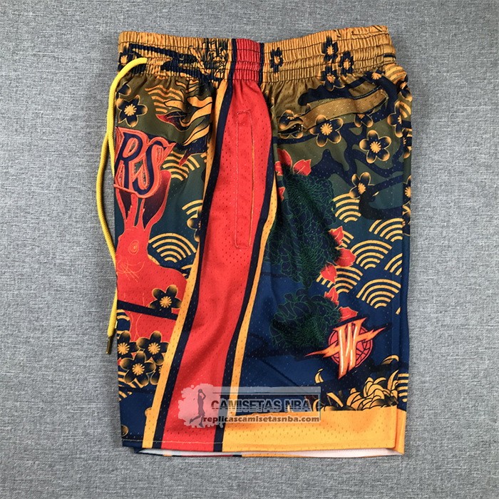 Pantalone Golden State Warriors Lunar New Year Mitchell & Ness Just Don Naranja
